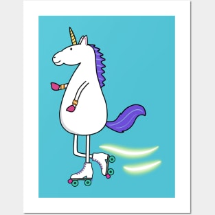 Roller skating unicorn Posters and Art